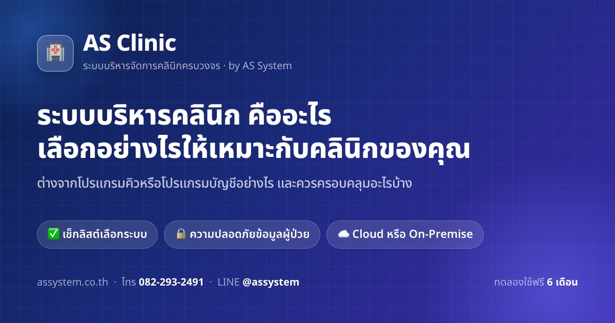 ระบบบริหารคลินิก คืออะไร ต่างจากโปรแกรมคิวหรือโปรแกรมบัญชีอย่างไร และเลือกอย่างไรให้เหมาะกับคลินิกของคุณ