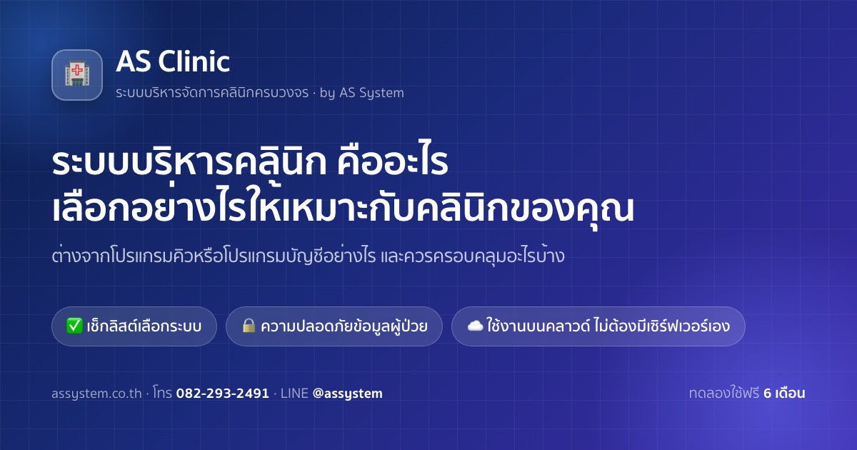 ระบบบริหารคลินิก คืออะไร ต่างจากโปรแกรมคิวหรือโปรแกรมบัญชีอย่างไร และเลือกอย่างไรให้เหมาะกับคลินิกของคุณ
